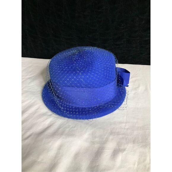 Vintage Rits Henry Pollak blue mid century women's hat with mesh mint condition - Picture 3 of 5